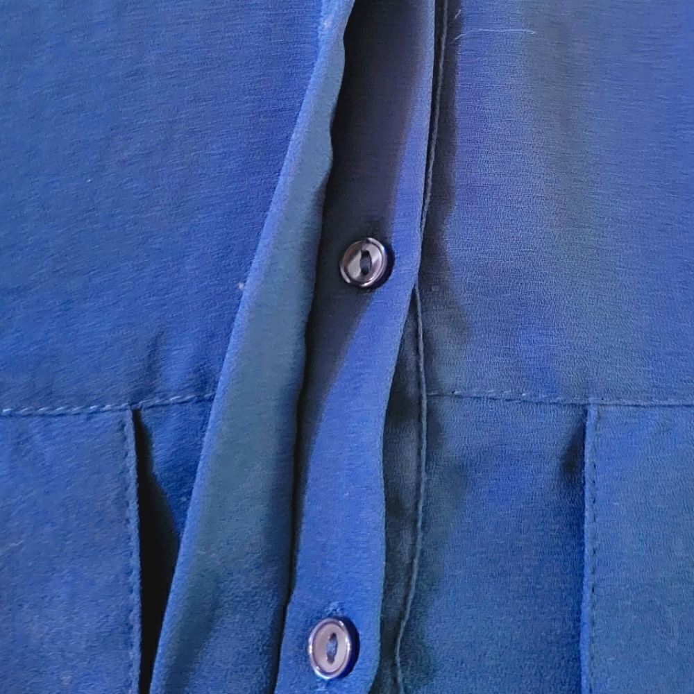 Joe Fresh Roundneck Henley Style Blue Blouse - Picture 10 of 11
